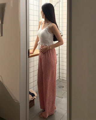 Striped String Point Elastic Waist Pants