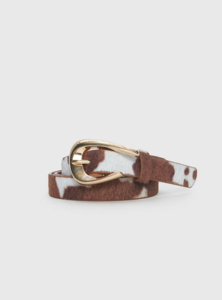 Wild Wild West Faux Suede Belt Cow  Gold