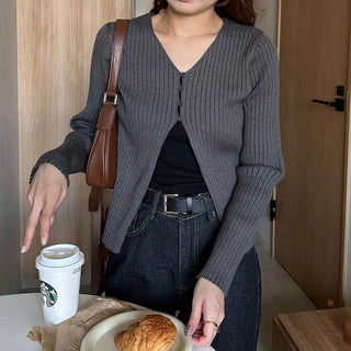 Ribbed Open Cardigan