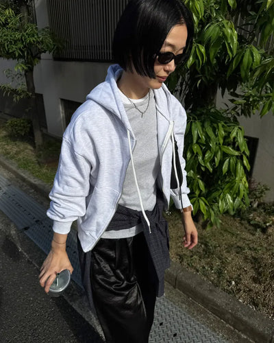 Double-zip cropped hoodie