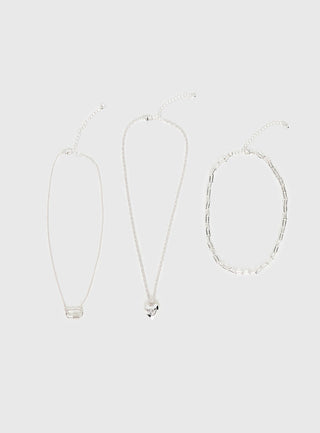 Double Date Layered Necklace Silver