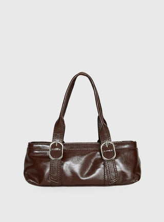 Aperture Faux Leather Shoulder Bag Brown