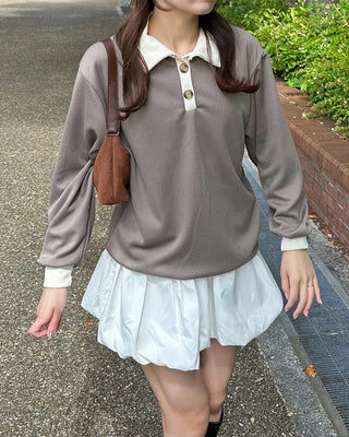 Open-collar double-button knit