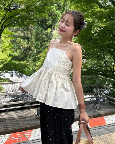 Shoulder ribbon camisole blouse