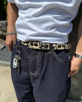 Suede leopard belt