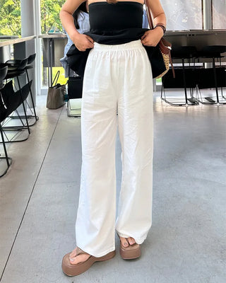 Waist string wide easy pants