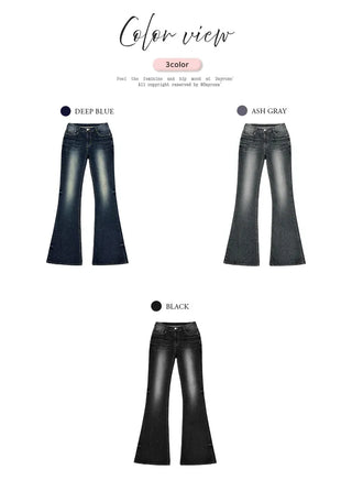 (3 colors) Washed Bootcut Denim Pants