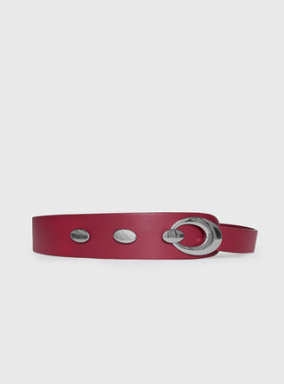Jaide Low Waist Belt Red  Silver