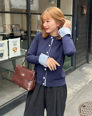 Check pattern layered cardigan