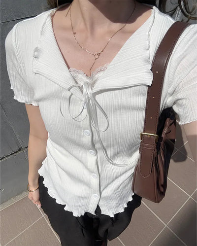 Lace Point Cardigan Set