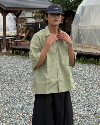 Pocket striped half shirt