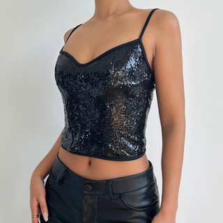 Sweetheart neck glitter cami top
