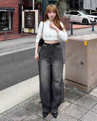 Oversized wide denim pants
