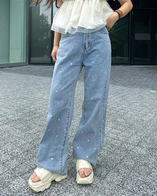 Heart Stud Denim Pants