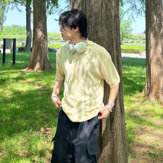 Short-sleeved knit cardigan