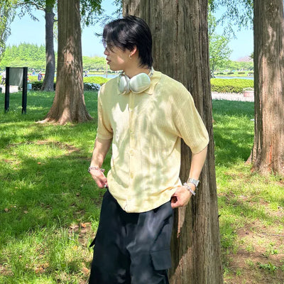 Short-sleeved knit cardigan