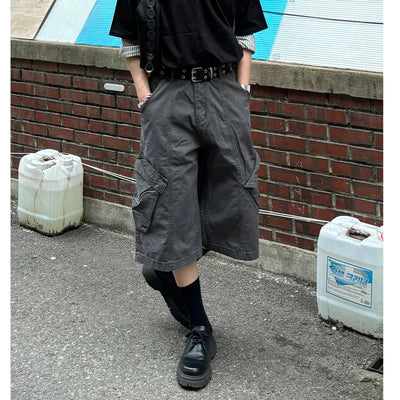 Washed cargo Bermuda shorts