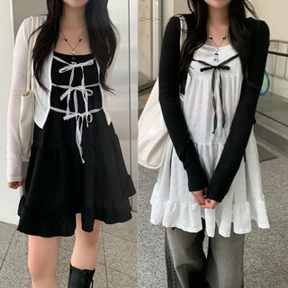 Cropped Tie Ribbon Cardigan