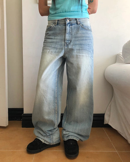 Double pocket wide denim pants