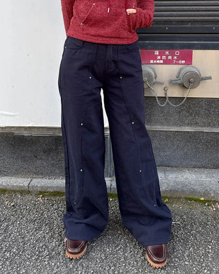 Side Yoke Wide Cotton Pants