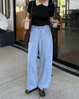Summer light blue wide denim