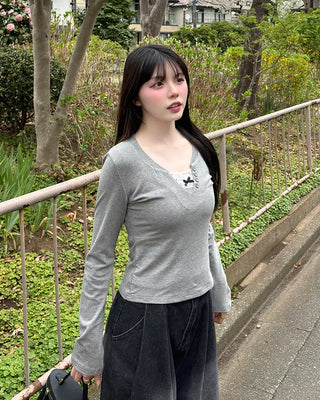 Lace sleeveless set T-shirt