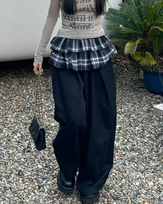 Checked layered skirt