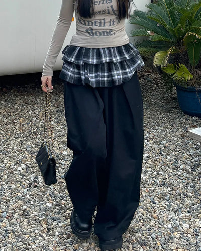 Checked layered skirt