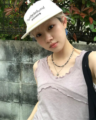 Frill neck layered sleeveless top