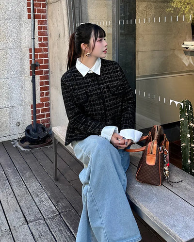 Loose-fit tweed jacket