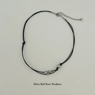Surgical stainless steel silver ball knot necklace