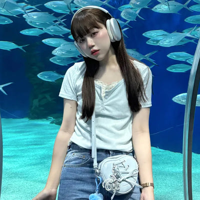 Button-neck T-shirt