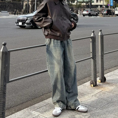 (Unisex) Banding Washed Denim Pants