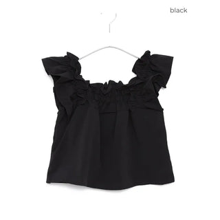 Frilled short-sleeved blouse