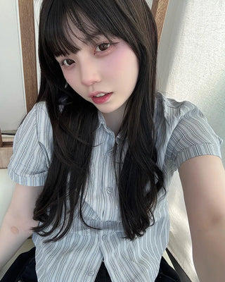 Striped short-sleeved shirt