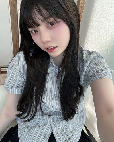 Striped short-sleeved shirt