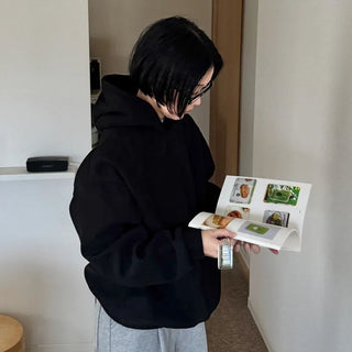 Brushed oversized corduroy hoodie