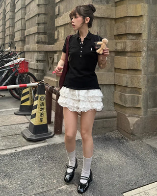 Lace frill shorts
