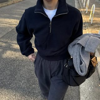 Fleece cropped half-zip pullover