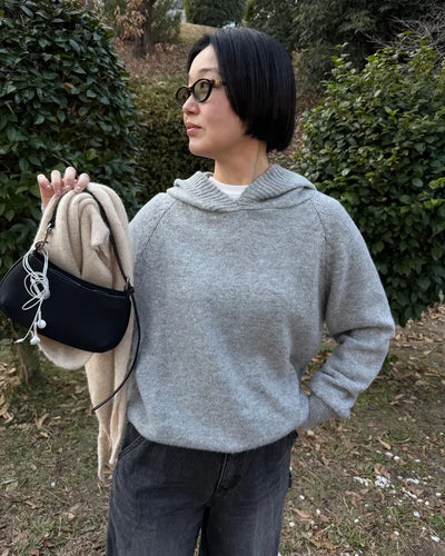 Wool knit hoodie