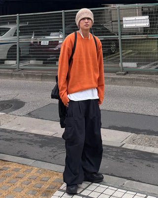 Rib-knit crew neck