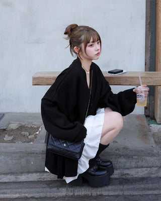 Oversized Button Long Cardigan