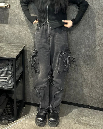 Cargo denim pants