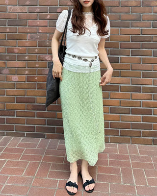 Embossed Banding Long Skirt