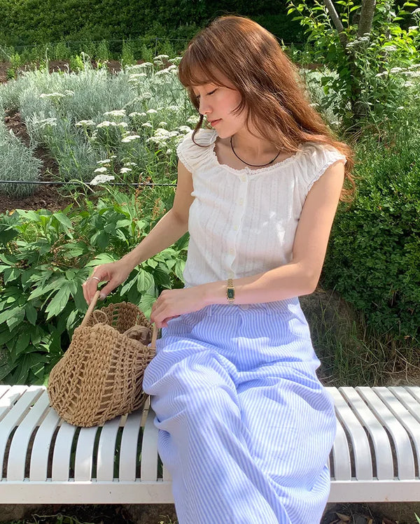 Shirred lace blouse