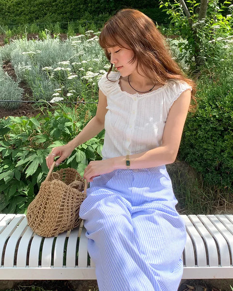 Shirred lace blouse