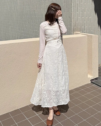 Lace strap detail camisole long dress
