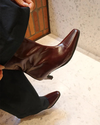 Glossy Ankle Boots