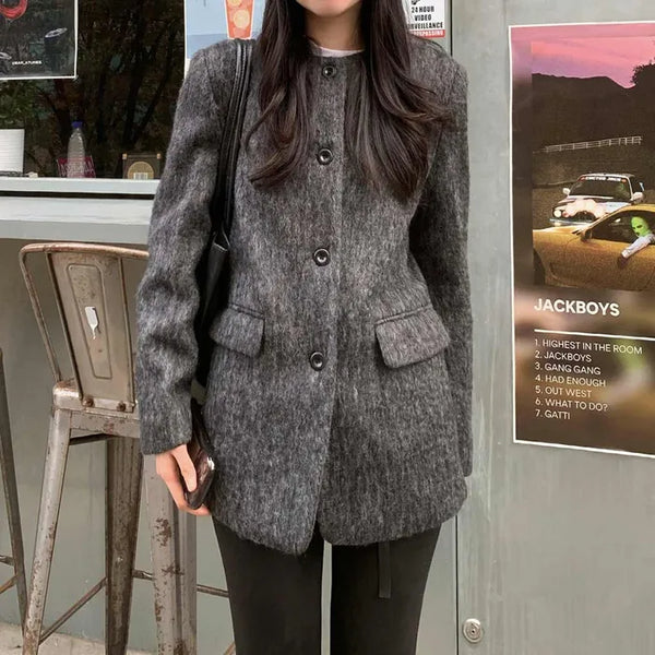 Mohair wool half coat