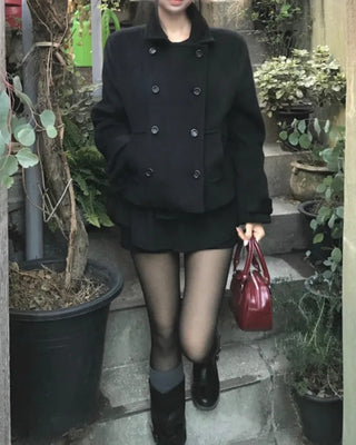 [wool 40%] wool double short coat [2color]